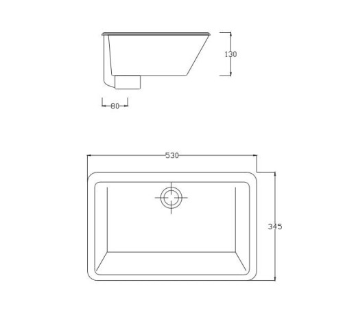 Раковина встраиваемая снизу Artceram Gea 530x345 мм GEL001 01 00