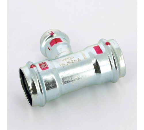 Тройник пресс Viega Prestabo оцинкованная сталь 35х22х35 мм 558765