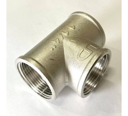Тройник резьбовой LD 1 1/4 ВВВ латунный никелированный LD.67.514.32