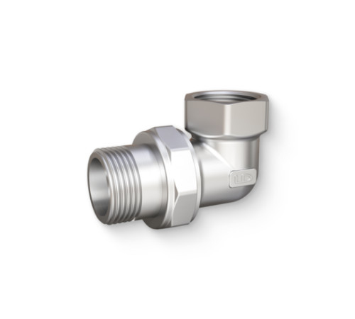 Разъемное соединение угловое LD НВ 1/2 дюйма с прокладкой O-Ring никелированное LD.67.534.15