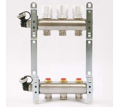 Коллекторная группа из нержавеющей стали Uni-Fitt 315S с регулировочными и термостатическими вентилями 1 x 3/4 EK 3 выхода 451I4303