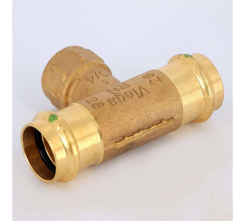 Тройник пресс-В Viega Sanpress 28х3/4х28 бронза 313968