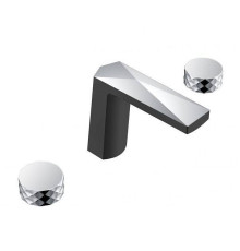 Смеситель для раковины Boheme Venturo врезной на 3 отверстия Diamond черный матовый/хром матовый 150-BCR-DIAMOND