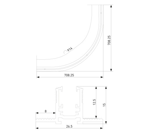 Mini Magnetic Шинопровод под ГКЛ 12,5мм черный Ø1200 85221/00