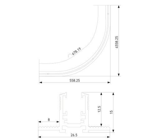 Mini Magnetic Шинопровод под ГКЛ 12,5мм черный Ø900 85220/00