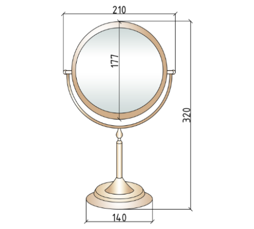 Зеркало косметическое настольное Boheme Medici круглое увеличение 3x бронза 502