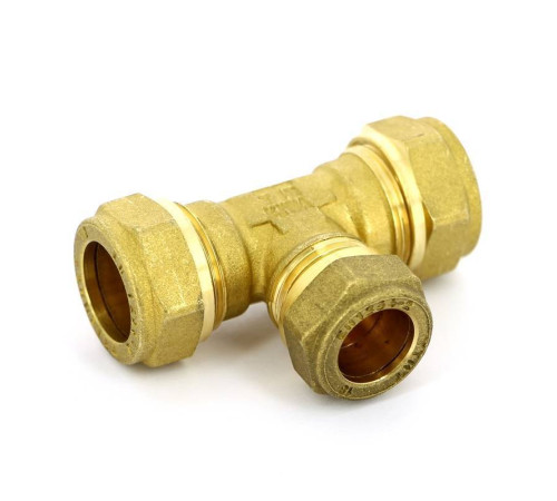 Тройник обжимной латунный Tiemme 18х15х18 мм 1100104