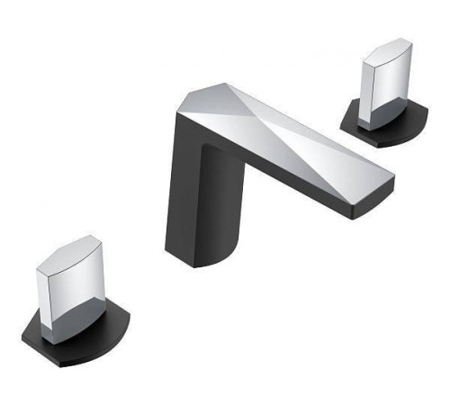 Смеситель для раковины Boheme Venturo врезной на 3 отверстия Ice черный матовый/хром матовый 150-BCR-ICE