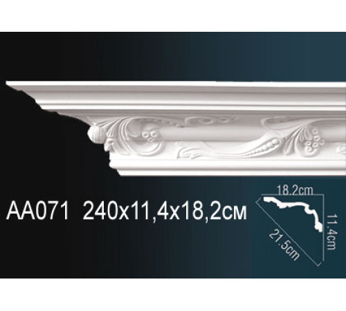 Карниз потолочный полиуретановый Perfect AA071 с рисунком 114x182x2400 мм AA071