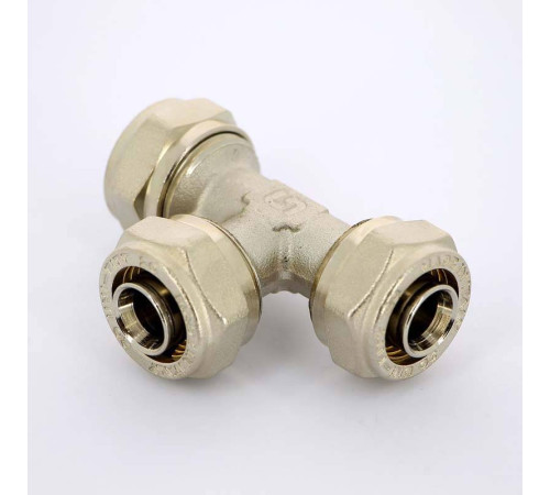 Тройник обжимной никелированный Uni-Fitt 20х20х20 мм 666N7770