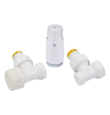 Комплект подключения радиаторный угловой Schlosser STANDARD MINI 1/2 с термоголовкой MINI DIAMANT M30x1.5 белый 602200053
