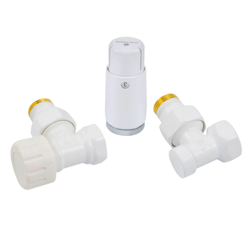 Комплект подключения радиаторный угловой Schlosser STANDARD MINI 1/2 с термоголовкой MINI DIAMANT M30x1.5 белый 602200053