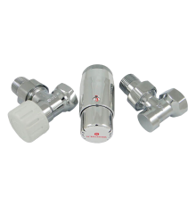 Комплект подключения радиаторный угловой Schlosser STANDARD MINI 1/2 с термоголовкой MINI DIAMANT M30x1.5 хром 602200054