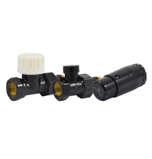 Комплект подключения радиаторный прямой Schlosser STANDARD MINI 1/2 с термоголовкой MINI DIAMANT M30x1.5 RAL 9005 602200058