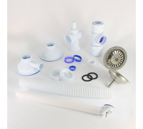 Сифон для двойной мойки Wirquin Элит 1 1/2 x 40 мм чашки 114 мм с отводом и переливом 30986178