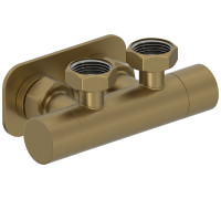 Вентиль регулировки температуры угловой Сунержа EU50 2х G 3/4 НГ - 2х G 3/4 НГ золотой шёлк матовый 32-1418-3434