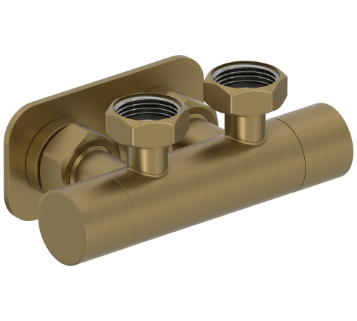 Вентиль регулировки температуры угловой Сунержа EU50 2х G 3/4 НГ - 2х G 3/4 НГ золотой шёлк матовый 32-1418-3434