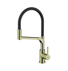 Смеситель для кухни Omoikiri Sinto 2 Plus-LG-BL с выдвижным изливом и подключением фильтра светлое золото/черный 4994469