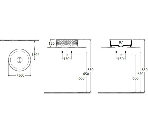 Раковина-чаша Allen Brau Fantasy 36х36х12 см белый 4.11033.20