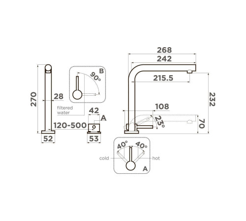 Смеситель для кухни Omoikiri Nara 2 Plus-GB с подключением фильтра графит 4994372