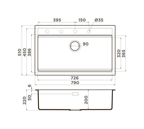 Кухонная мойка OMOIKIRI Kitagawa 79-LB-WH Artceramic 79x51 см белый 4993997