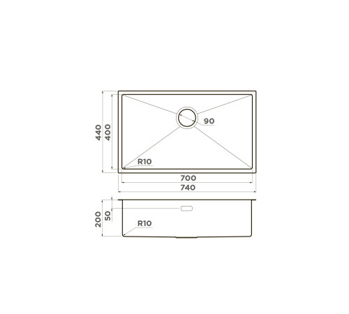 Кухонная мойка Omoikiri Taki 74-U/IF-GB 74x44 см графит 4997020
