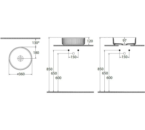 Раковина-чаша Allen Brau Fantasy 36х36х12 см айвори 4.11032.IV