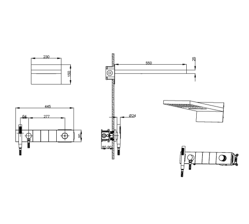 Душевой комплект со смесителем Boheme Zodiac трехпозиционный хром 132-CR