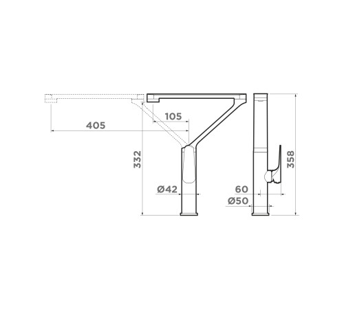 Смеситель для кухни Omoikiri Tara-GM вороненая сталь 4994374
