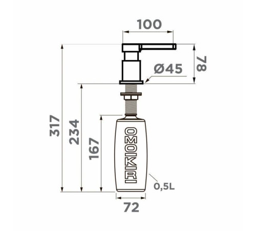 Дозатор встраиваемый Omoikiri OM-04 нержавеющая сталь 4995048