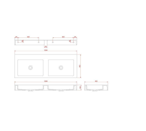 Раковина подвесная Armadi Art Flat 120.4х45.2х10 см белая 888-120