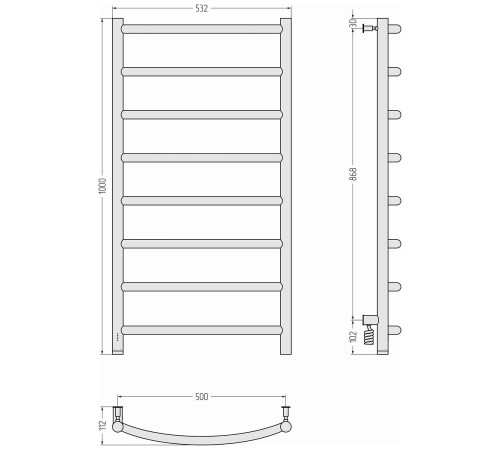 Полотенцесушитель электрический Сунержа Галант 4.0 532x1000 мм без покрытия 00-0830-1050