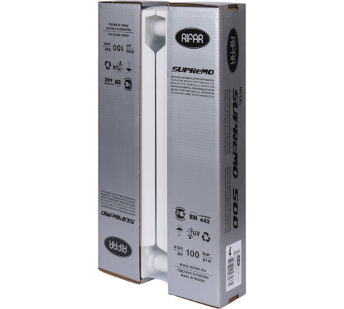 Радиатор биметаллический RIFAR SUPReMO 500 4 секции боковое подключение белый RAL 9016 4RS50-4