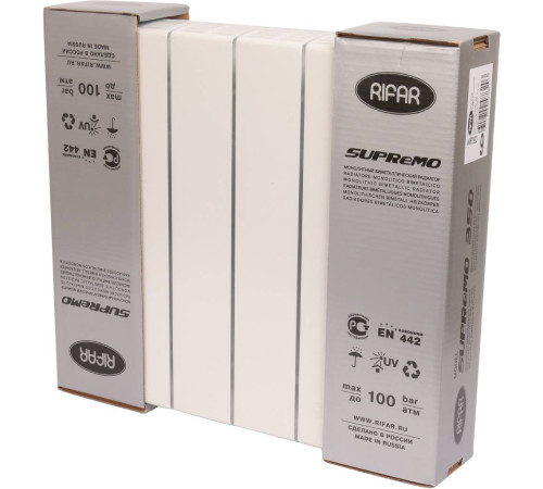 Радиатор биметаллический RIFAR SUPReMO 350 6 секций боковое подключение RAL 9016 4RS35-6