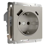 Розетка с заземлением, шторками и USB тип A+C (дымчатый) W1271704