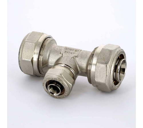 Тройник обжимной никелированный Uni-Fitt 26х16х26 мм 666N8680