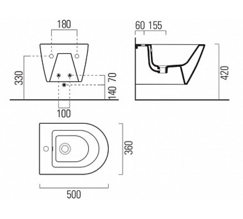 УЦЕНКА Биде подвесное GSI Kube X 500х360 мм белое глянцевое 9464111_УЦ/3