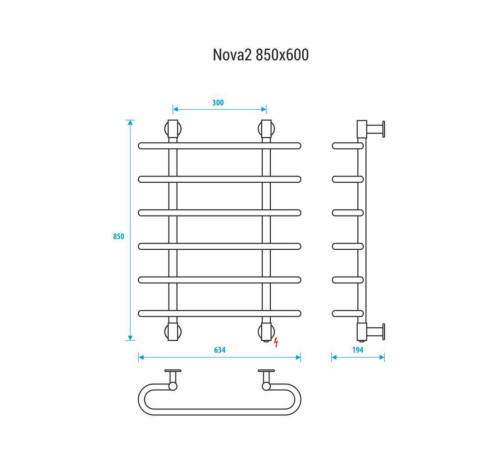 Полотенцесушитель электрический Energy Nova2 850x600 мм EETR0NOVA2856000000