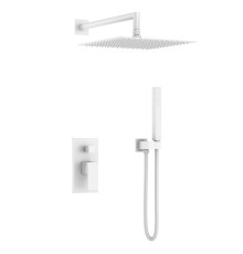 Душевой комплект встраиваемый Boheme Qubic со смесителем и верхним душем matt white 474-3-MW