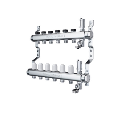 Коллекторная группа Royal Thermo из нержавеющей стали 5 выходов с узлом RoyalMix OPTIMAL RTI 15.05/RoyalMix OPTIMAL