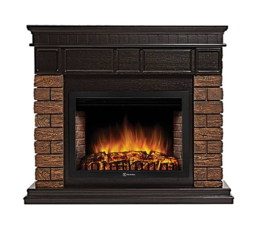 Портал для электрокамина Firelight Bricks Wood 30 камень коричневый шпон темный дуб НС-1525995