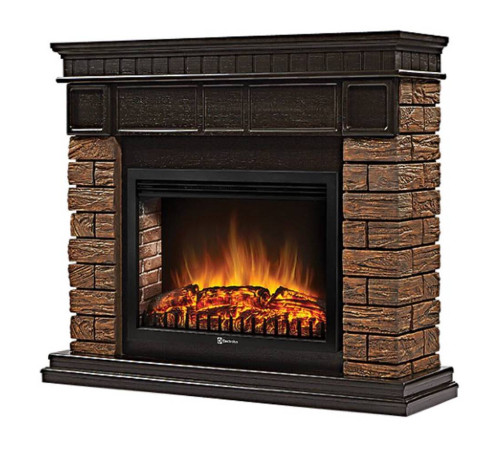 Портал для электрокамина Firelight Bricks Wood 30 камень коричневый шпон темный дуб НС-1525995