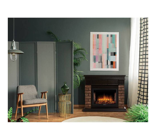Портал для электрокамина Firelight Bricks Wood 30 камень коричневый шпон темный дуб НС-1525995