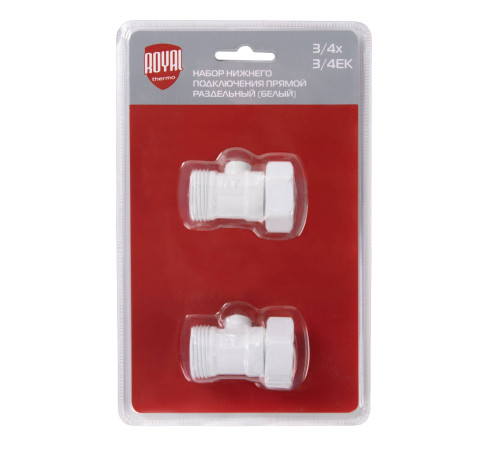 Набор для нижнего подключения радиатора Royal Thermo прямой раздельный 3/4x3/4 EK белый RTE 07.0002