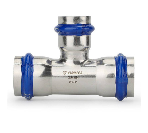 Тройник Varmega Inox Press раструбный переходной 28x22x22 мм 1659651