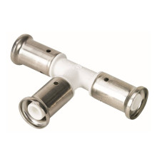 Тройник равнопроходной Henco PVDF пресс 16x16x16 мм белый 15PK-161616