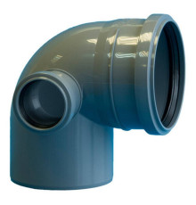 Отвод для внутренней канализации Политэк 110 мм 90° с выходом 50 мм левый 1306828