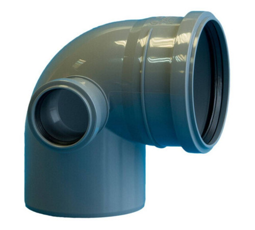 Отвод для внутренней канализации Политэк 110 мм 90° с выходом 50 мм левый 1306828