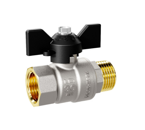 Кран шаровой латунный LD Pride 47.32.В-Н.Б Ду 32 Ру 25 вн-нр бабочка с биркой 47.32.В-Н.Б