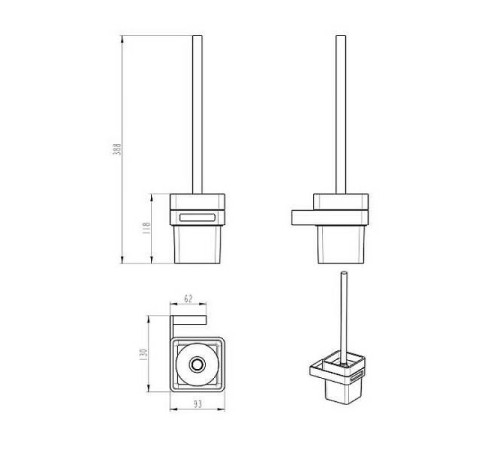Ершик для унитаза Boheme Q подвесной никель 10954-NB